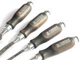Narex Wood Chisel Set of 4 (8/10/16/32) with Dark Handle Narex