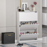 Boonatu Shoe Cabinet Storage for Entryway, Shoe Cabinet Storage with 3 Flip Drawers, Shoe Cabinet for Entryway Slim Space, 3 Tier White Shoe Cabinet Freestanding Wood Shoe Rack for Entryway, Hallway Boonatu
