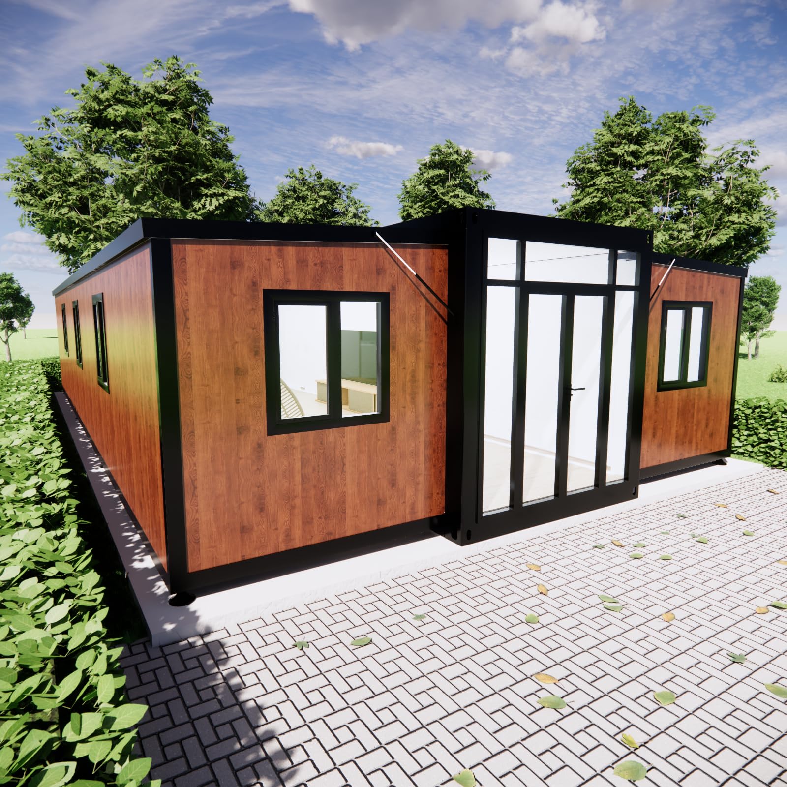 Feekercn Prefab House to Live in,30FT Container House with 3 Bedroom,1 Bathroom,1 Kitchen and Living Room,Foldable Tiny Home for Adults Living,Portable Houses Prefabricated with Black Steel F - WoodArtSupply