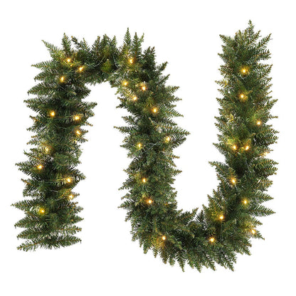 ANOTHERME 9 FT Pre-lit Christmas Garland Holiday Artificial Decor for Stairs Wall Door Indoor Outdoor Garland with Battery Operated Timer