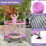 60" Trampoline for Kids, Anti-Rollover Round Bottom Baby Toddler Trampoline with Basketball Hoop, Indoor/Outdoor Kid Trampoline with Enclosure Net Redcoutt