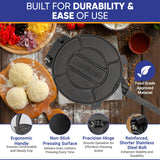 10 Inch Cast Iron Tortilla Press by StarBlue with FREE 100 Pieces Oil Paper and Digital Recipes e-book - Tool to make Indian style Chapati, Flour Tortilla, Roti StarBlue