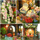 Plustopoy DIY Miniature House Kit - DIY Mini House Building Kit - Wooden Dollhouse Miniature Kit -Tiny Garden House Diorama Building Kits with Light - 3D Puzzle Adult Craft Unique Gift Plustopoy