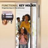 ADIIL Mail and Key Holder for Wall Decorative, Wooden Wall Key Rack Organizer with 4 Double Key Hooks, Wall Mount Key Hanger for Wall with Shelf, Rustic Home Decor for Entryway Hallway, Brown ADIIL