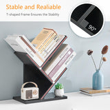 Tajsoon Tree Bookshelf 3 Tier Book Storage Organizer Shelves, Desktop Bookshelf Floor Standing Bookcase Display for CDs/Magazine/Books, Small Bookshelf for Bedroom, Living Room&Office, Black Tajsoon