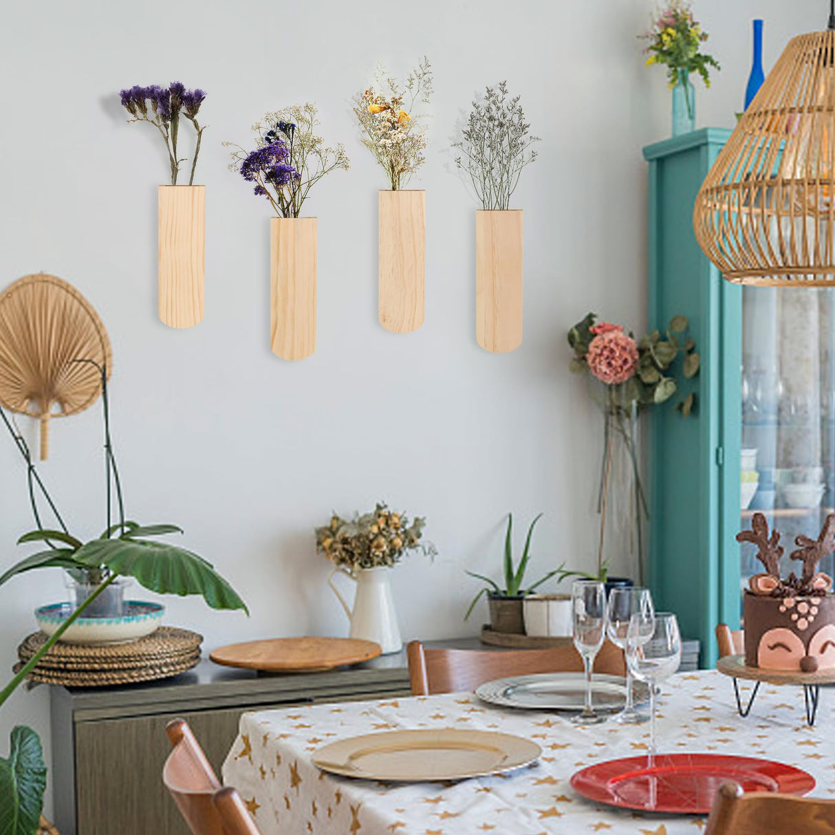 Bylion Wood Wall Planters, Hanging Wall Decor for Indoor Living Room Bedroom Modern Farmhouse Wooden Vase Wood Wall Pocket for Greenery Plants and Dried Flowers (2 Pack) Bylion