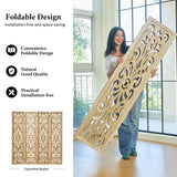 5.6Ft Room Divider Folding Wood Classical Carved Partition Screen for Home Office Garden - 4 Panels (Natural) Svimi