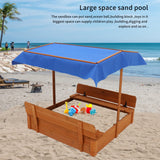 SPOFLYINN Sand Boxes Kids Sandbox with Lid 2 Benches Outdoor Sandbox Load-Bearing Capacity Up to 200LBS Wooden Kids Outdoor Weather Resistant Sandbox for Children Brown As Shown One Size SPOFLYINN