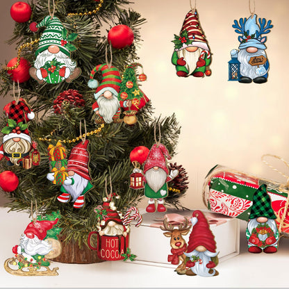 24 Pcs Christmas Gnome Wooden Hanging Ornaments,Gnome Wood Ornaments for Christmas Tree,Gnome Tree Decor Christmas Decoration