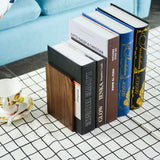 Large Bookend Hold Heavy Books- 7x4x5in 3 Pack Wood Bookends for Heavy Books Heavy Duty Walnut Book Ends for Men Wood Bookends for Office Desk Non-Skid Luxdecor