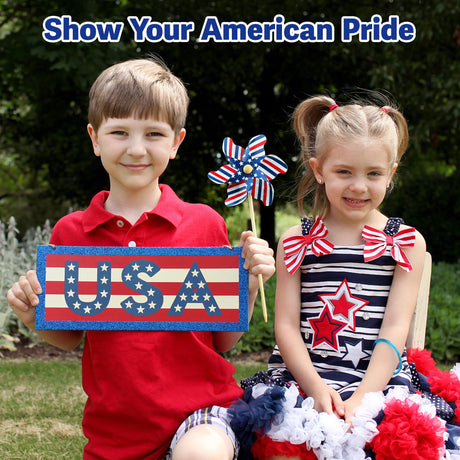 IiILittle 12 Pack Patriotic Pinwheels, American Flag Pinwheels, Wind Spinners for Yard for 4th of July Decor, Memorial Day Decor, Patriotic Outdoor Decor lilLittle