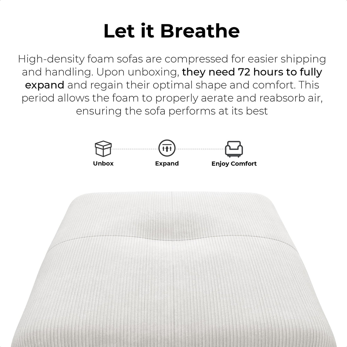 LIKIMIO 118" Modern L-Shaped Modular Sectional Sofa for Living Room, Corduroy Upholstery Beige, Oversized 3-Seater Couch with Deep Seat and Movable Ottoman – No Assembly LIKIMIO