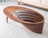 by Papella Design, Natural Walnut Veener Coffee Tables for Living Room, Rustic Table, Mesa De Centro para Sala, Center Table, Glass Table top, Walnut Color, (Drop) Papella modüler mobilya