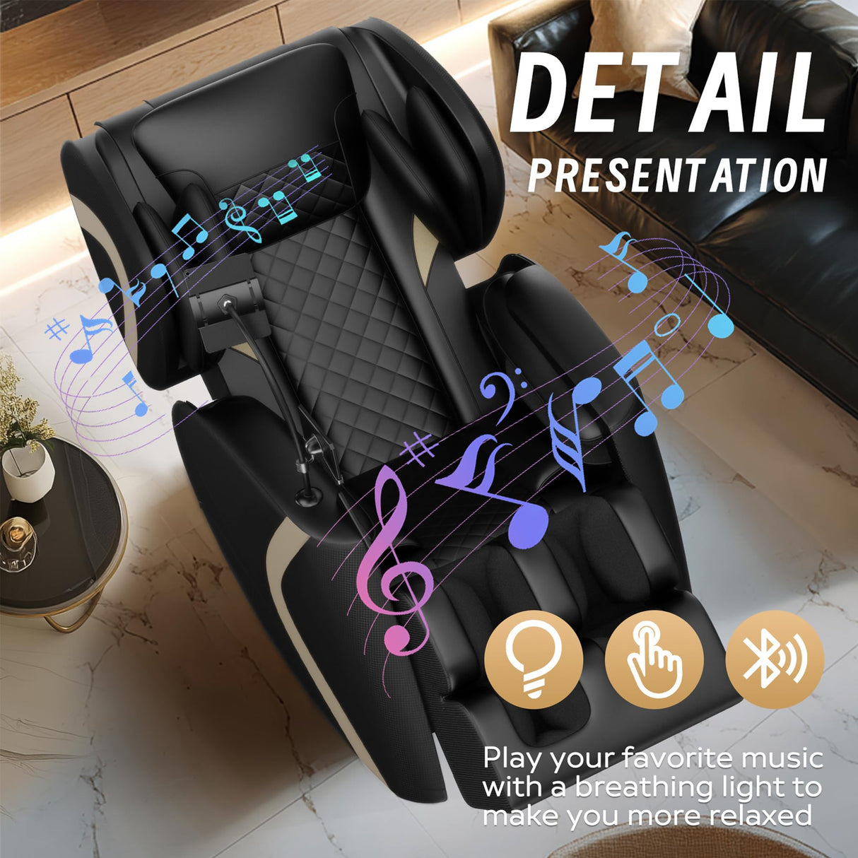 VUYSUYVY 2025 Massage Chair Full Body, Zero Gravity Massage Chair and Recliner with 8 Fix Rollers, Heating, Foot Massage, Auto Modes, Bluetooth Speaker, Touch Screen Controller VUYSUYVY