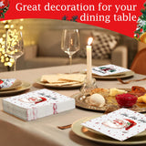 Fulmoon 200 Pcs Christmas Cocktail Paper Napkins Disposable 2 Ply Santa Beverage Napkins Decoupage Xmas Tree Towel for Christmas Party Dinner Table Supplies (Classic Style) Fulmoon