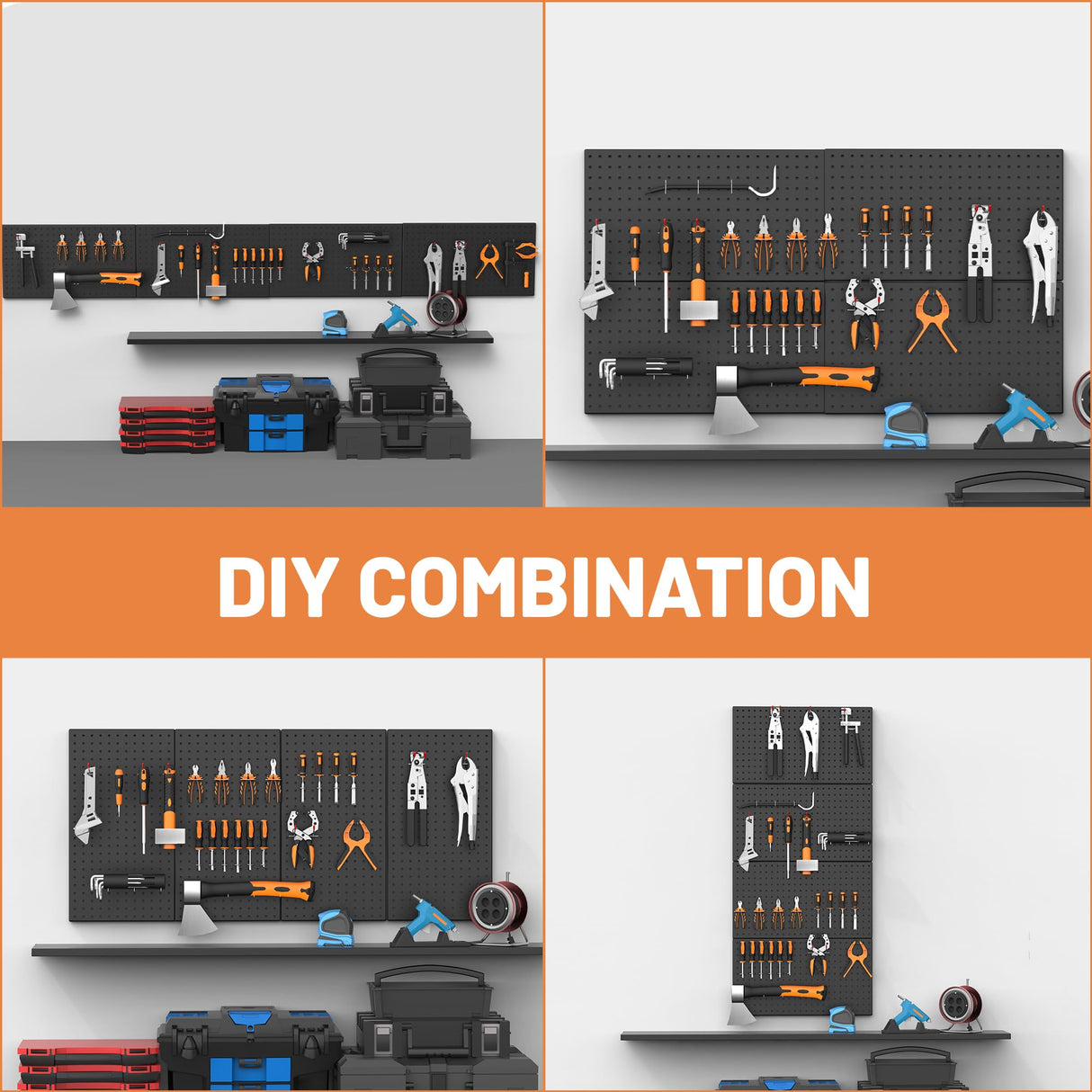 Ultrawall 4 Pack Metal Peg Board Panels with Hooks, Pegboard Wall Tool Organizer for Garage, 84pcs Peg Board with Accessories, 24"X12" Ultrawall