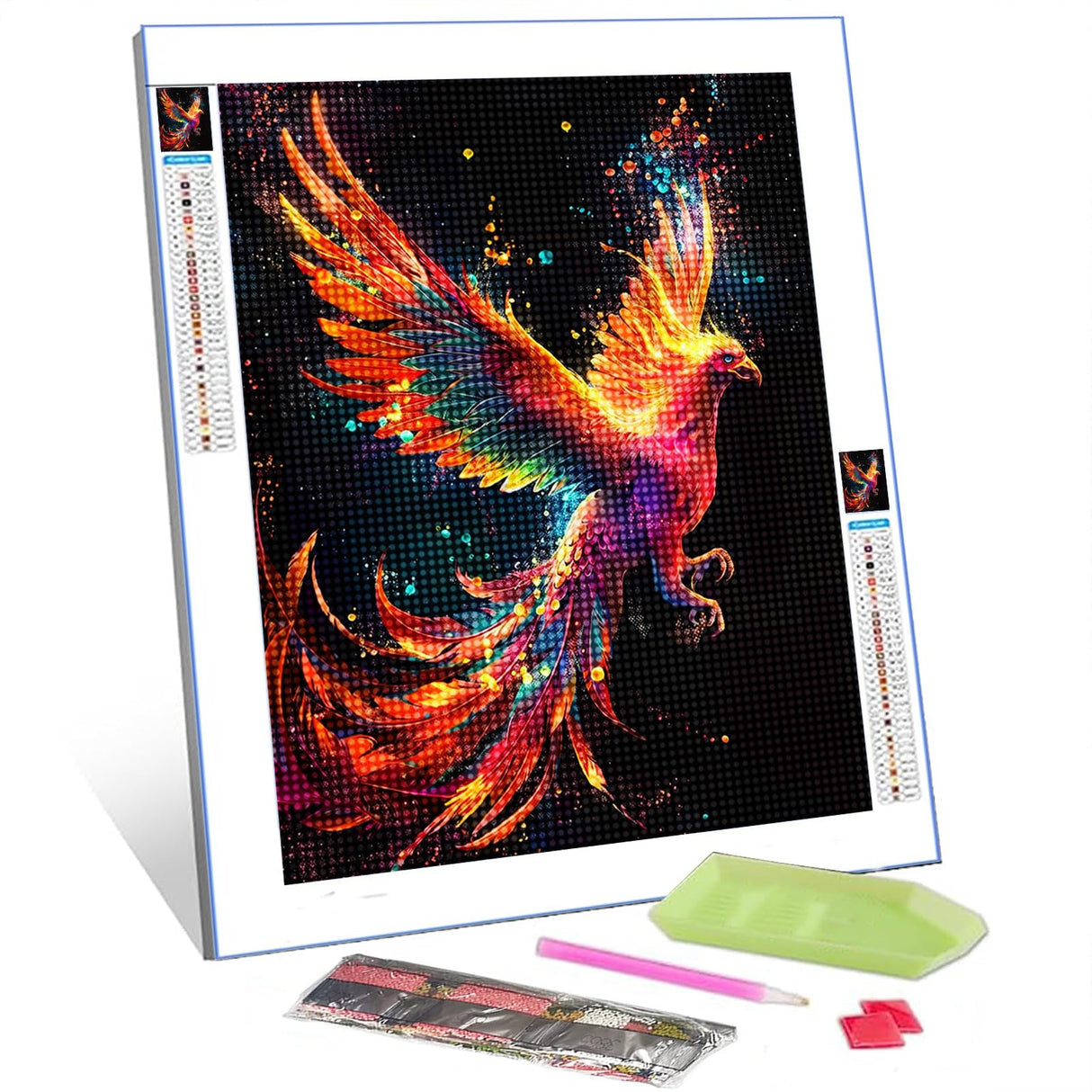 Tucocoo Beautiful 5D Diamond Painting Kits for Adult, Fire Phoenix Full Drill Round Diamond Cross Stitch Colorful Painting by Number Rhinestone Embroidery Arts Craft Unique Style 12x16 inch Tucocoo