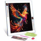 Tucocoo Beautiful 5D Diamond Painting Kits for Adult, Fire Phoenix Full Drill Round Diamond Cross Stitch Colorful Painting by Number Rhinestone Embroidery Arts Craft Unique Style 12x16 inch Tucocoo