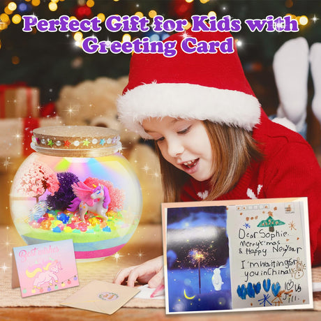 Unicorn Light-Up Terrarium Kit for Kids - Multicolor LED Night Light Birthday Gifts - Unicorn Toys for Girls Ages 4-6 7 8 9 10 Year Old - Kids Arts and Crafts Kit kiddgroo
