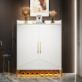 Tribesigns Large Shoe Cabinet with Doors, 6-Tier Entryway Shoe Storage Cabinet with Shelves, 30 Pairs Modern Shoes Rack Organizer for Hallway, Closet, Bedroom, Living Room, White & Gold Tribesigns