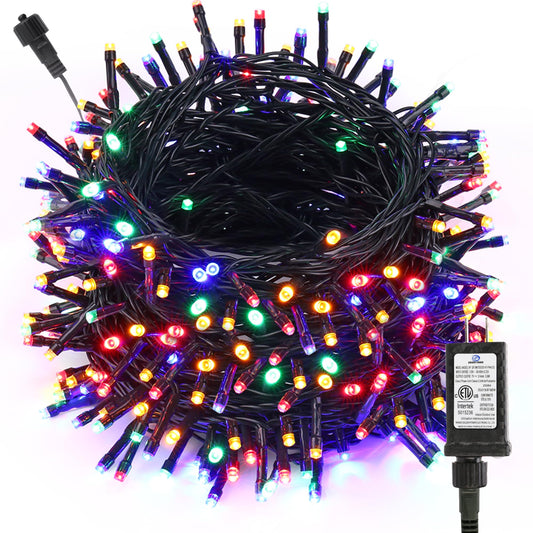 Christmas String Lights Indoor Outdoor - 105 ft 300 LED Low Voltage Waterproof Xmas Lights with 8 Modes Timer Function Plug in for Tree Room Bedroom Wedding Party (Multicolor)