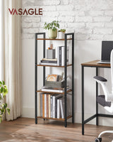 VASAGLE 4-Tier Tall Bookshelf, Bookcase with Steel Frame, Book Shelf for Living Room, Home Office, Study, 9.4 x 15.7 x 42.1 Inches, Industrial Style, Rustic Brown and Black ULLS099B01 VASAGLE