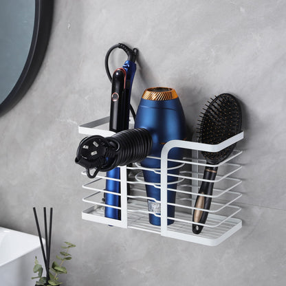 YIGII Hair Dryer Holder Adjustable Height - Hair Tool Organizer White Bathroom Organizer Hot Styling Tools Storage for Hair Dryer, Flat Iron, Curling Iron, Hair Straightener