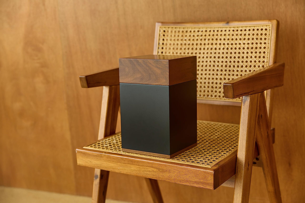 AspenStudio Black Walnut Urn for Human Cremation Ash Wooden Urn for Funeral Handcrafted Urn with Bag for Storage TSA Approved Urn Aspen Studio