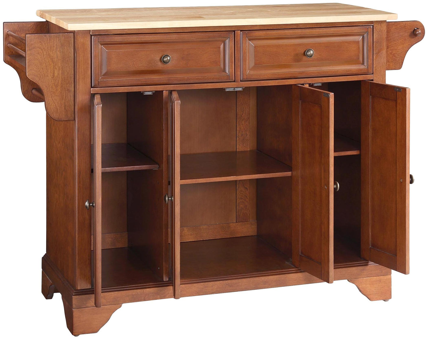 Crosley Furniture Lafayette Full Size Kitchen Island with Natural Wood Top, Cherry - WoodArtSupply