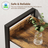 Rolanstar Bookshelf 5 Tiers with 4 Hooks, Triple Bookcase with Open Display Shelves, Industrial Wide Bookshelf with Metal Frame for Living Room, Office, Rustic Brown Rolanstar