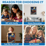 NAIMOER Christmas Diamond Art Kits for Adults Beginner, Christmas Train 5D Diamond Painting Kit, Full Drill Gem Art DIY Paint by Diamonds Dot, Diamond Painting Crafts for Home Wall Decor 12x16inch NAIMOER