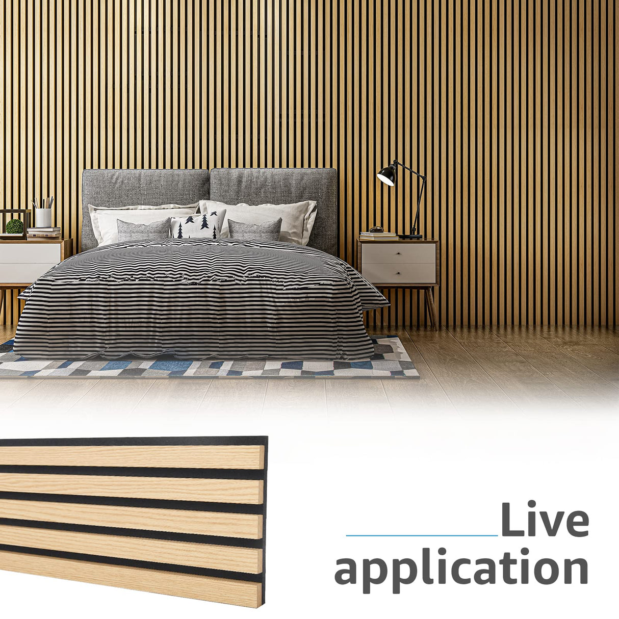 Art3d 4-Piece Wood Slat Acoustic Panels for Stylish Decor and Noise Reduction, 3D Textured Panel for Ceiling and Wall, Oak Art3d