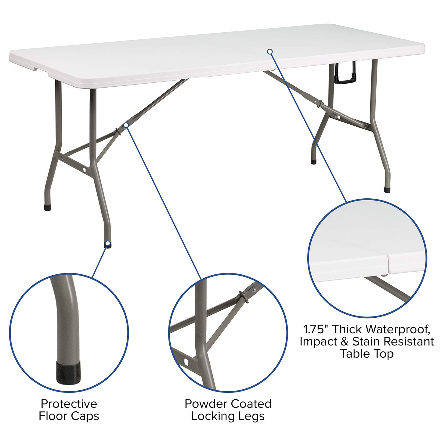 Flash Furniture Elon 6' Rectangular Plastic Folding Event Table, Portable Banquet Table for Indoor/Outdoor Events, White