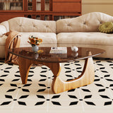 JCAJCA Coffee Table for Living Room Mid Century Modern Center Table with Glass Top and Wood, Brown/Walnut JCAJCA
