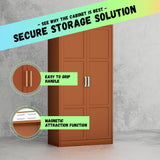 INTERGREAT Metal Armoire Wardrobe Closet with Doors, 71'' Wardrobe Cabinet with Hanging Rod, Armoire with Shelves, Tall Clothing Storage Cabinet for Bedroom, Brown INTERGREAT