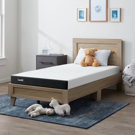 Lucid 5 Inch Memory Foam Mattress – Low Profile - Firm Feel - Infused with Bamboo Charcoal and Gel - Bed in a Box - Temperature Regulating - Breathable - Twin Size LUCID