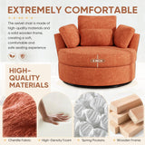 JEEOHEY Oversized Swivel Accent Chair with Half Moon Storage Ottoman, 42" W Chenille Round Swivel Barrel Chair, Modern Upholstered Comfy Single Sofa Armchair for Living Room, Bedroom, Club(Orange) JEEOHEY