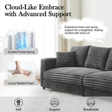Kalafini 104'' Cloud Couch Loveseat, Oversized 4 Deep Seats Modular Sectional Sofa with Cup Holders & Storage, Plush Corduroy Upholstered Memory Foam Couches for Living Room, Apartment, Office (Grey) Kalafini