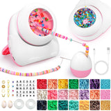 Electric Bead Spinner, Cordless Automatic 2-in-1 Clay Bead Bracelet Making Kit with 4200 PCS Clay Beads, Letter Bead, Seed Bead, Beading Needle and Thread Bracelet Maker for Jewelry, Craft Gift Choice Pskfvre