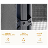 Outsunny 10' x 12' Hardtop Gazebo with Curtains and Netting, Permanent Pavilion Metal Double Roof Gazebo Canopy with Aluminum Frame and Hooks, for Garden, Patio, Backyard, Charcoal Gray Outsunny