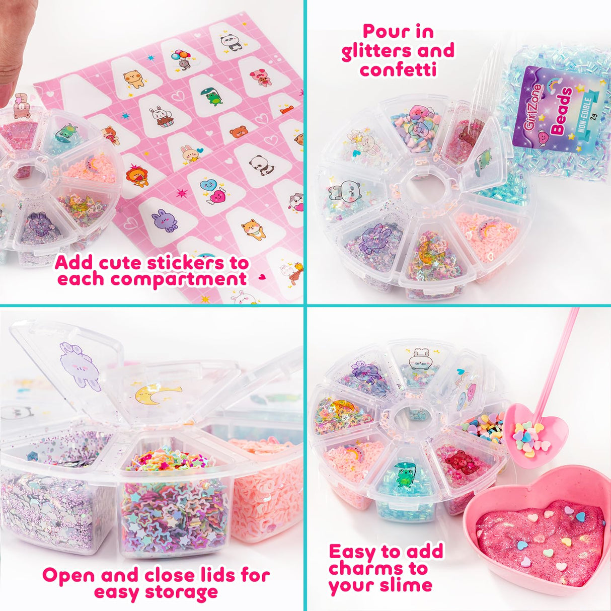 GirlZone My Cutie Pie Slime Kit, Fun Slime Making Kit for Girls to Make Butter Slime and Slime for Girls Keychains, Sensory Slime Kits for Girls GirlZone