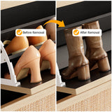 Jocoevol Rattan Shoe Cabinet Storage with 2 Flip Drawers & 2 Drawers, Freestanding Narrow Wood Shoe Cabinet with Metal Legs for Entryway Hallway, Light Black Jocoevol