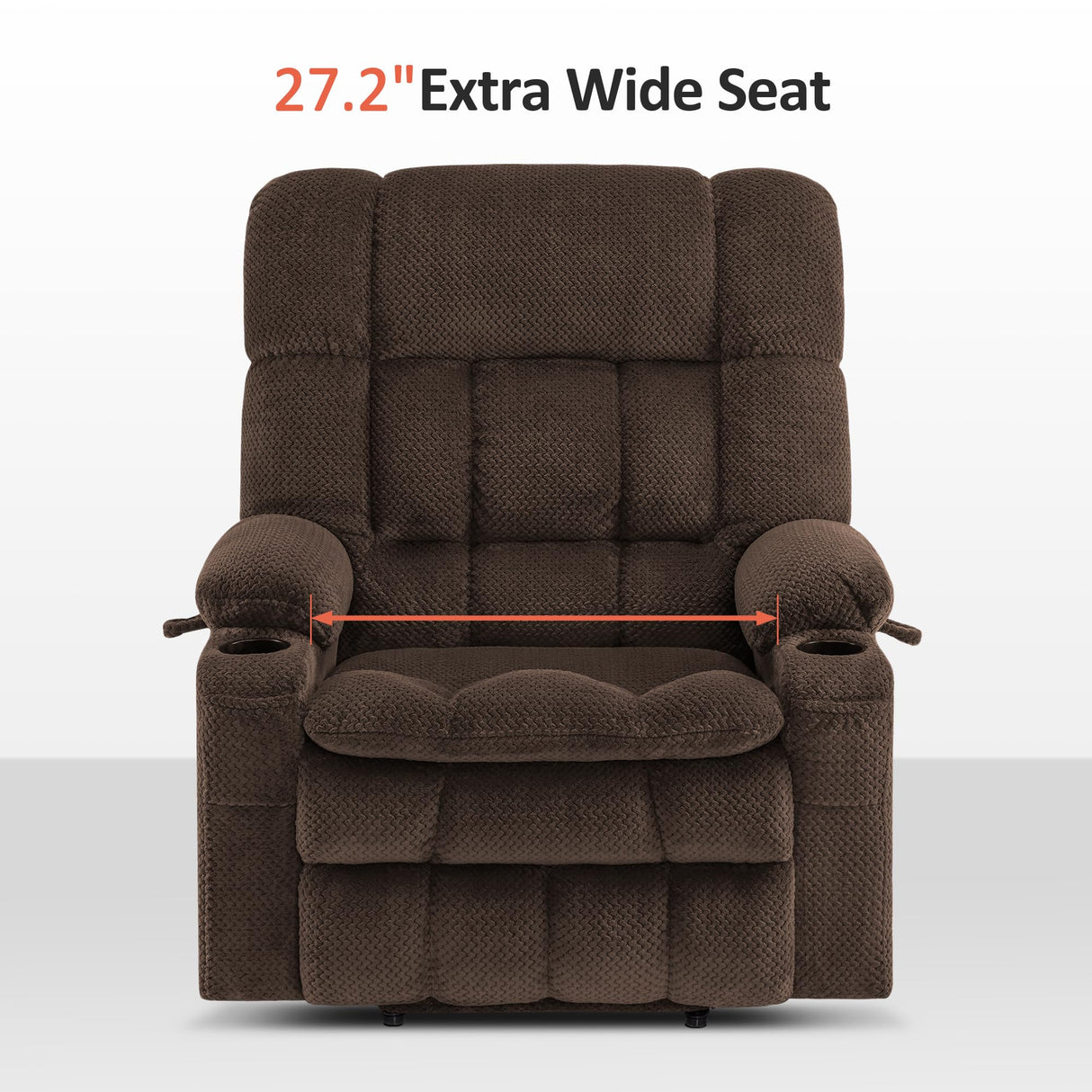 MCombo Oversized Power Lift Recliner Chair for Elderly, Dual Motor Lift Chair with Heat and Massage, Lay Flat Lift Chair for Big and Tall, Cup Holders, Fabric R7891 (Oversize, Mocha) MCombo