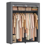 SONGMICS Closet Wardrobe, Portable Closet for Bedroom, Clothes Rail with Non-Woven Fabric Cover, Clothes Storage Organizer, 55.1 x 16.9 x 68.5 Inches, Gray URYG02GY SONGMICS