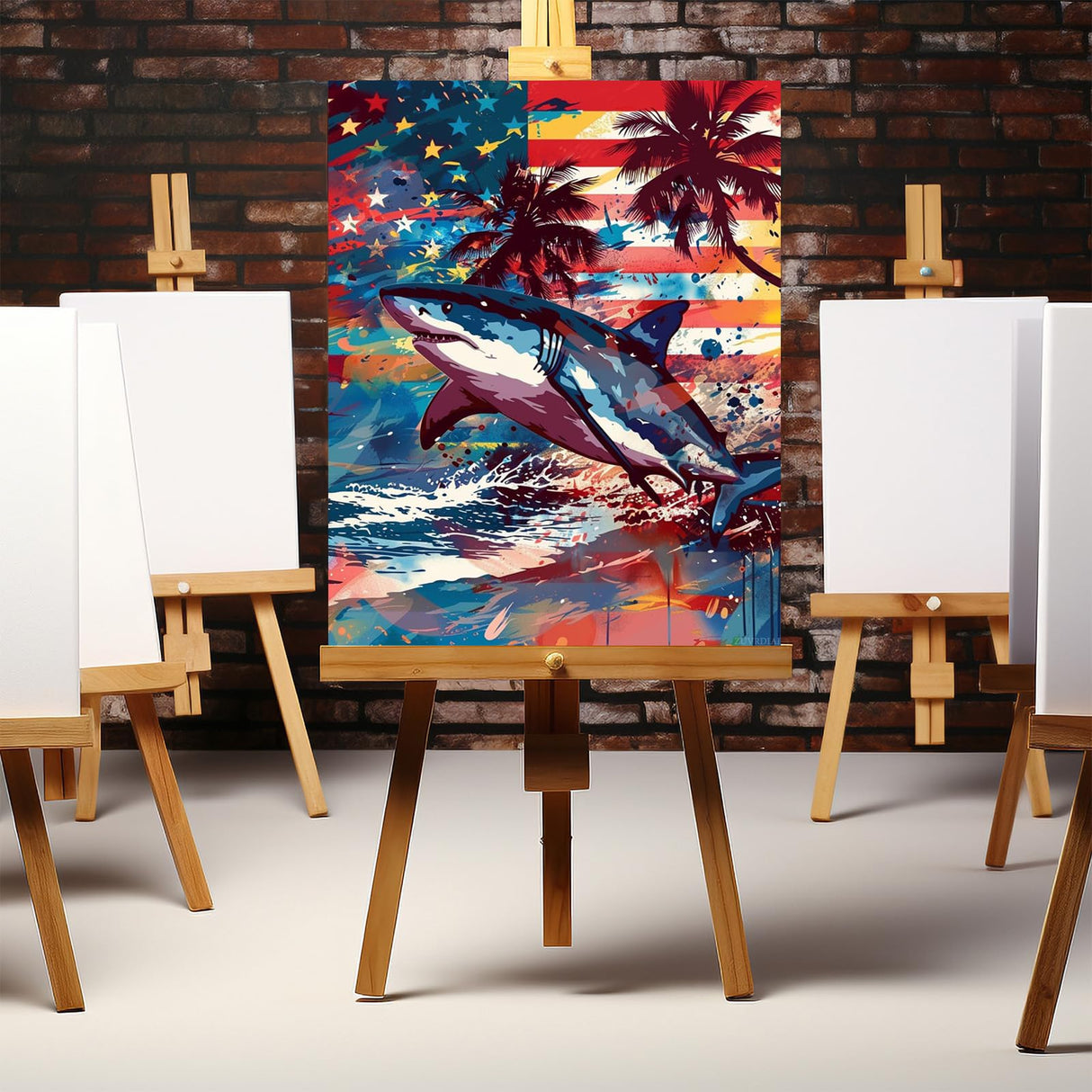 ZUVRDIAI Paint by Numbers Sharks for Adults, Acrylic Oil Painting by Numbers Kits for Beginner with Paintbrushes Brushes Art Crafts Canvas for Home Decor 16x20 Inch ZUVRDIAI