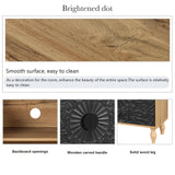 WILSHINE Sideboard Buffet Credenzas for Living Room, 63" Black Entryway Table with Storage Accent Cabinet, Carved Flowers Doors & Wire Holes WILSHINE