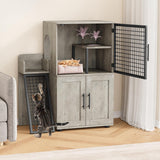 IDEALHOUSE Modern Villa Cat Litter Box Enclosure with Platform, Double Layer Hidden Furniture, Cat House with Ladder, Hidden Washroom, 33.5" L x 17.9" W x 41.9" H, Grey IDEALHOUSE