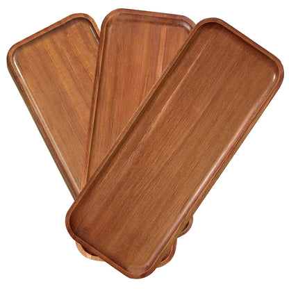 HOMKULA Acacia Wood Serving Platters and Trays - 14" x 5.5" Wooden Mini Charcuterie Boards, Small Cheese Board, Rectangle Wooden Tray for Kitchen Counter, Bathroom, Home Decor, Party, 3 Pack - WoodArtSupply