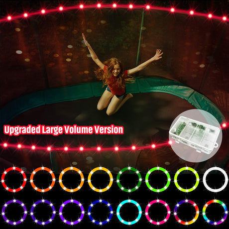 【Upgraded Large Volume&Longer Version】 LED Trampoline Lights，Remote Control Trampoline Rim LED Light for 14Ft Trampoline, C Battery Box, 16 Color Change, Waterproof, Bright to Play at Night Outdoors Waybelive