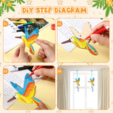 Leinuosen 30 Pcs Wind Chime Kit Hummingbird Wooden Wind Chimes Decorative Butterfly Windchimes Hanging Dragonfly DIY Wind Chimes for Kids Indoor Outdoor Garden Home Patio Party Crafts Decorations Leinuosen